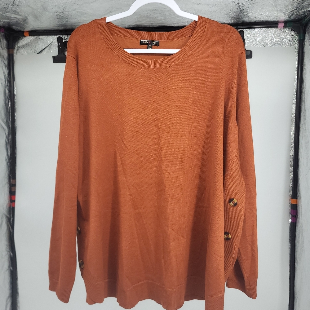 Lefty & Me Copper Colored Side Button Detail Sweater